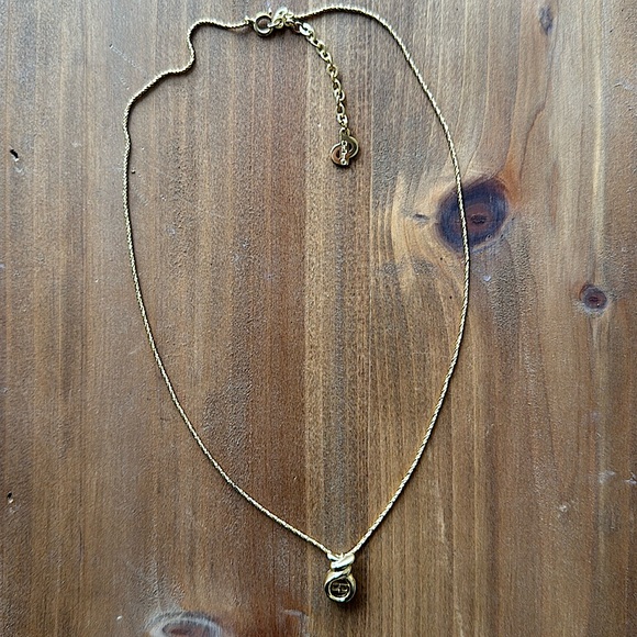 AUTH Vintage Christian Dior Necklace CD Pendant - Picture 1 of 5